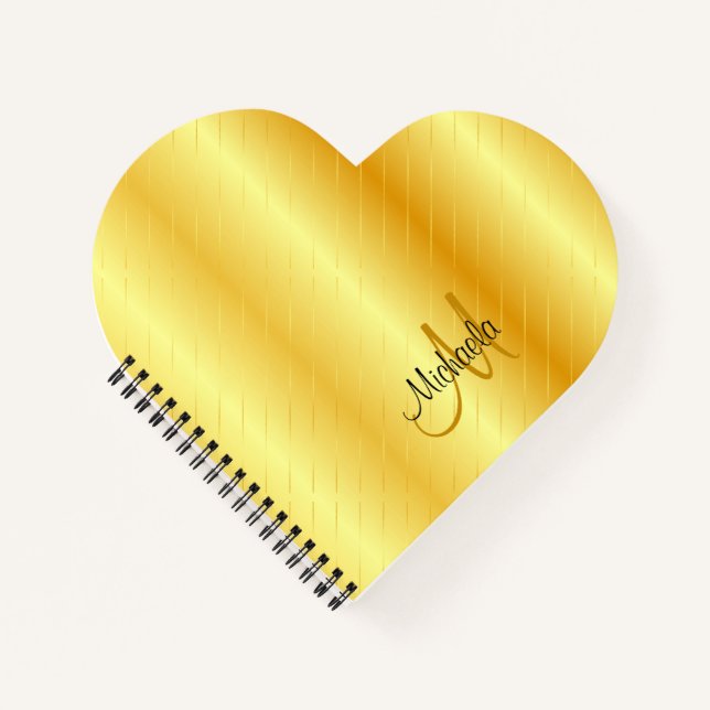 Carnet Gold Look Personnalisé Monogramme Élégant Modèle (Devant)