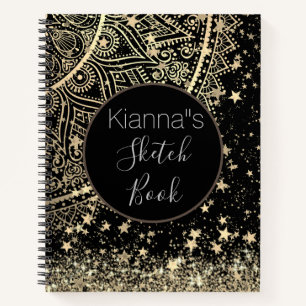 Carnet Gold Lotus Mandala avec Gold Stars Sketch Book