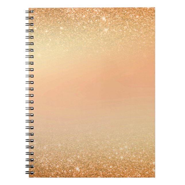 Carnet Gold & Orange Notebook with Sparkle Glam Aesthetic (Devant)