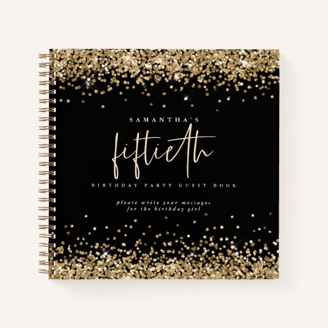 Carnet Gold Parties scintillant 50e anniversaire Black Gu (Devant)