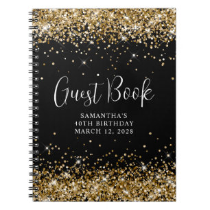 Carnet Gold Parties scintillant Black 40th Birthday Invit