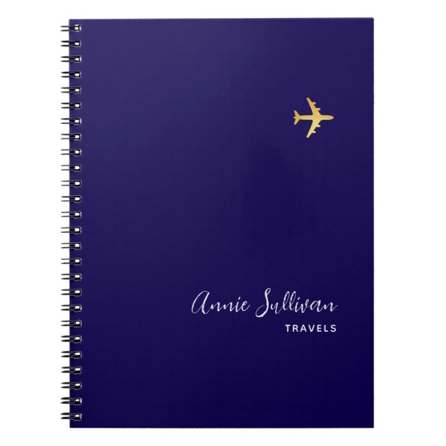Carnet Gold Plane Voyages Blue (Devant)