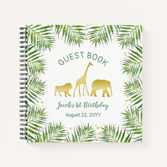 Carnet Gold Safari Animaux premier anniversaire (Devant)