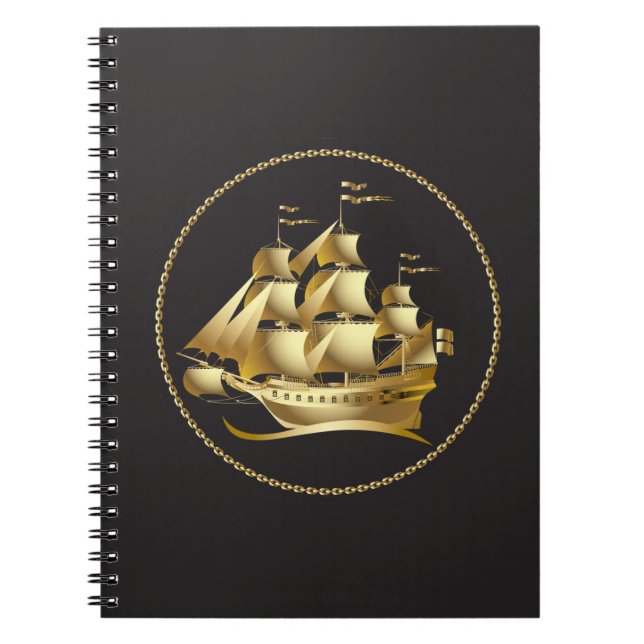 Carnet Gold Sailboat Nautical (Devant)