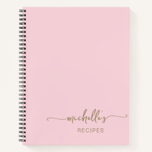 Carnet Gold Signature Script Cookbook Blush Pink Recette