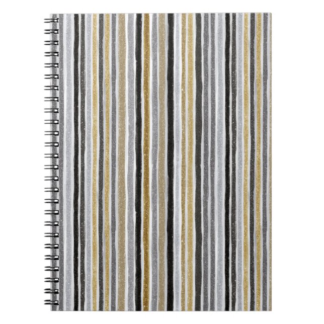 Carnet Gold Silver Black Blue Stripes (Devant)