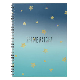 Carnet Gold Stars Aqua Blue Ombre devis personnalisé