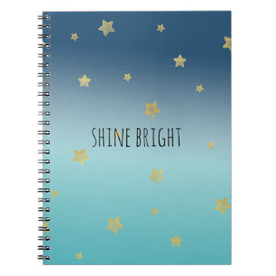 Carnet Gold Stars Aqua Blue Ombre soumission personnalisé
