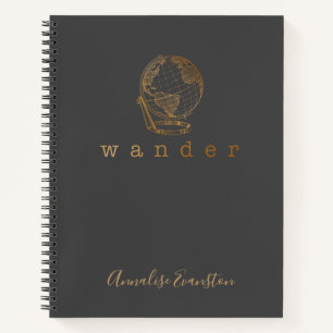 Carnet Gold Vintage Globe de voyage personnalisé