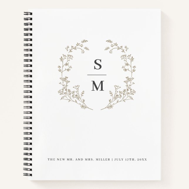 Carnet Gold Wreath Moderne Elégant Mariage Planification (Devant)