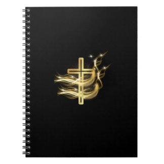 Carnet Golden Cross on Black spiral-bound notebook