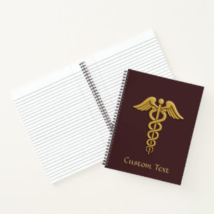 Carnet Golden Double Snake Caduceus