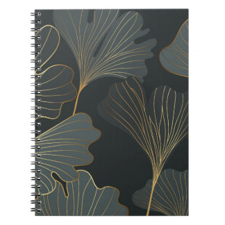 Carnet Golden Ginkgo : Luxueux Déco Floral.
