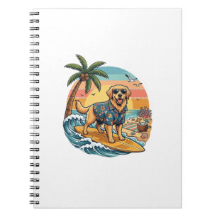 Carnet Golden Retriever Chien Surfant Planche de Surf Cou