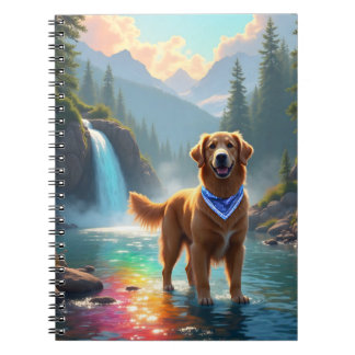 Carnet Golden Retriever dans une rivière arc-en-ciel fant