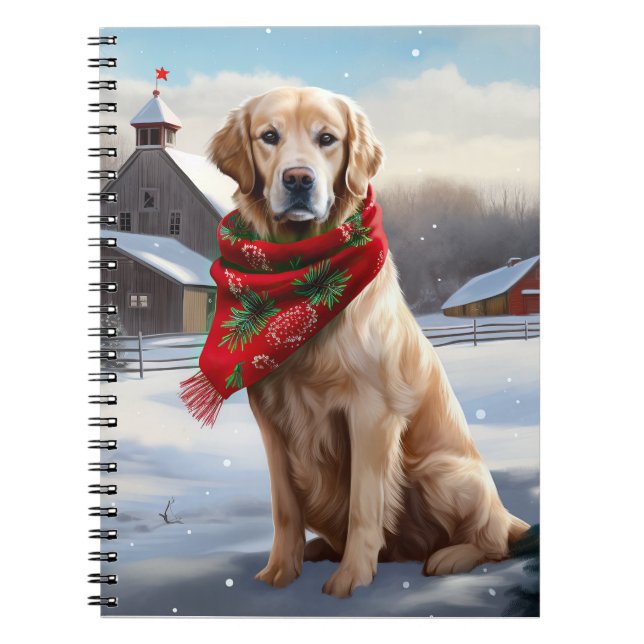 Carnet Golden Retriever Dog in Snow Christmas (Devant)