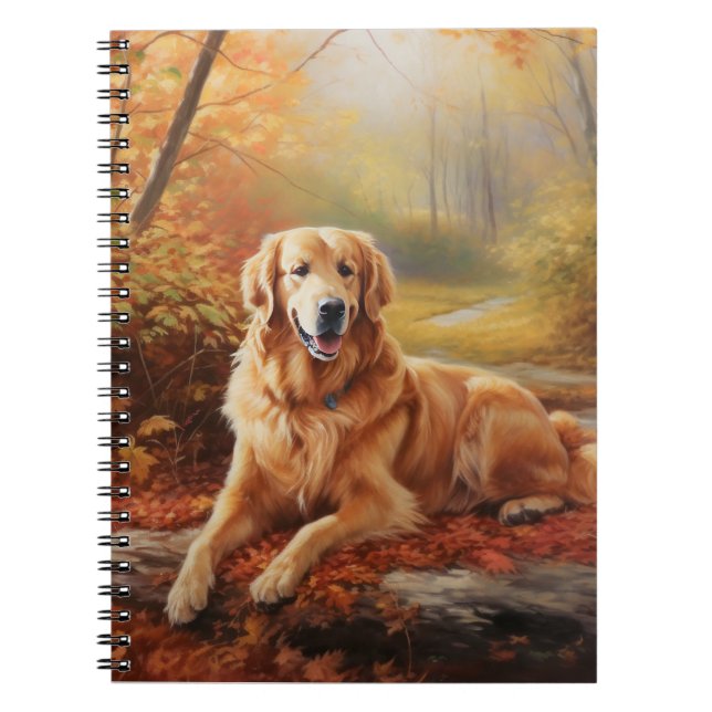 Carnet Golden Retriever en automne Leaves automne Inspire (Devant)