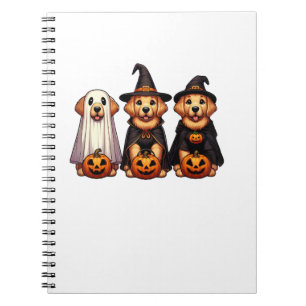 Carnet Golden Retriever Ghost Halloween Tricoter Ou Treat