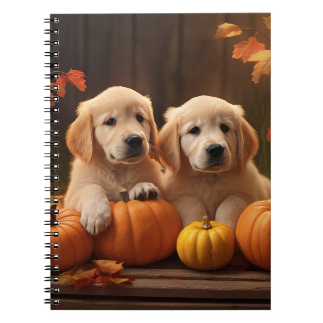 Carnet Golden Retriever Puppy Automne Citrouille de plais (Devant)