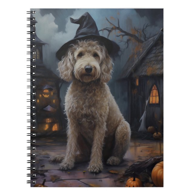 Carnet Goldendoodle Citrouille Halloween effrayant (Devant)