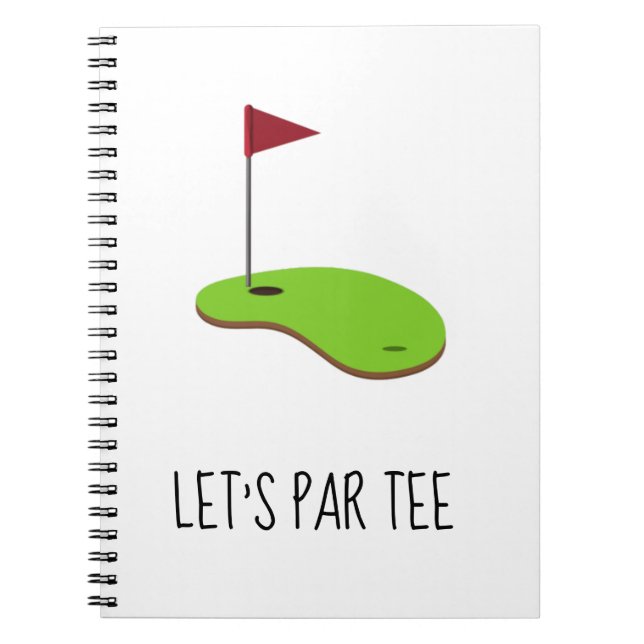 Carnet Golf Let’s Par avec drapeau de golf sur vert blanc (Devant)