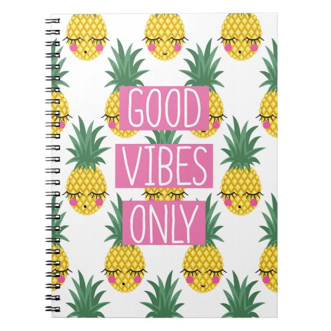 Carnet Good Vibes Pineapples Motif d'été (Devant)