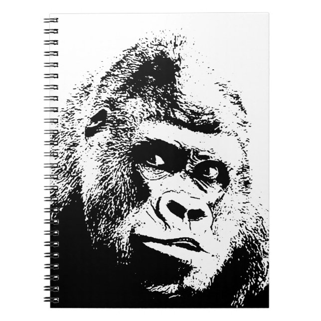 Carnet Gorille Pop Art Noir Blanc (Devant)