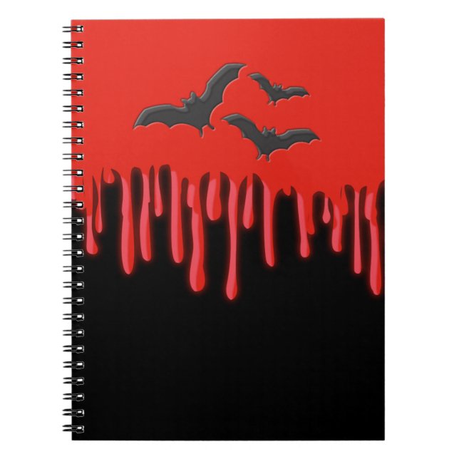 Carnet Gothic Bats & Red Dripping Blood Halloween (Devant)