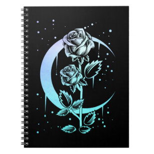 Carnet Gothic moon Flower Crescent Witchy