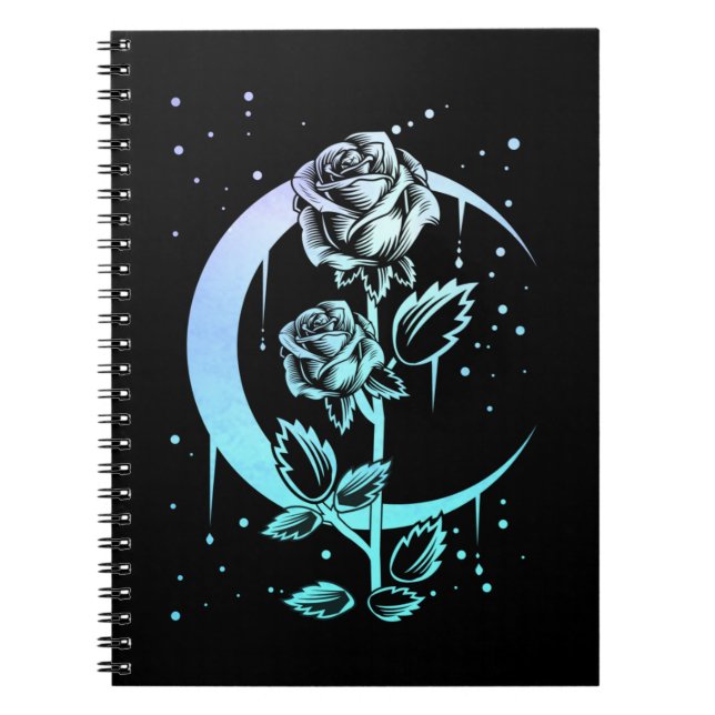 Carnet Gothic moon Flower Crescent Witchy (Devant)