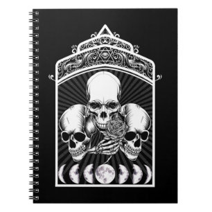 Carnet Gothique Crânes Déplaisants Phases Lune Croissant