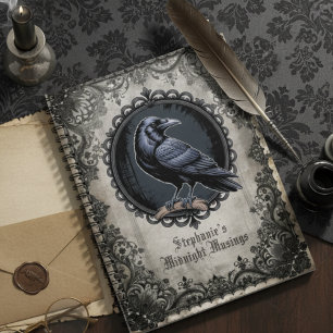 Carnet Gothique Fleurie Académie Sombre Corbeau Noir Luna