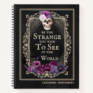 Carnet Gothique Floral Crâne Drôle Citation Personnalisée
