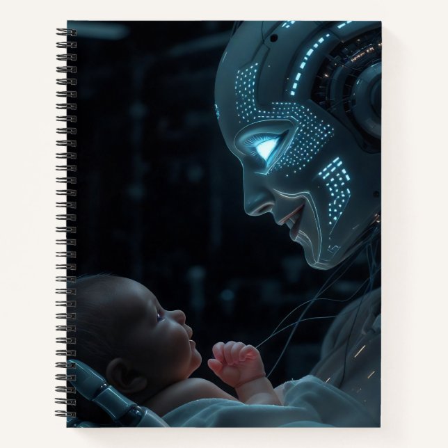 Carnet Grace artificielle - Robot futuriste et bébé (Devant)
