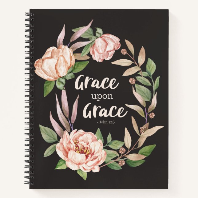 Carnet Grace sur grâce - Jean 1:16 Floral (Devant)