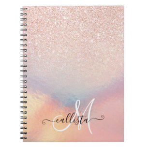 Carnet Gradient holographique de Rose Gold Glitter Irides