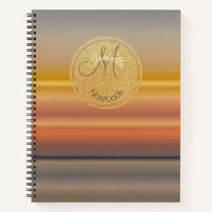 Carnet Gradients Linéaires Monogrammes D'Or Et De Couleur