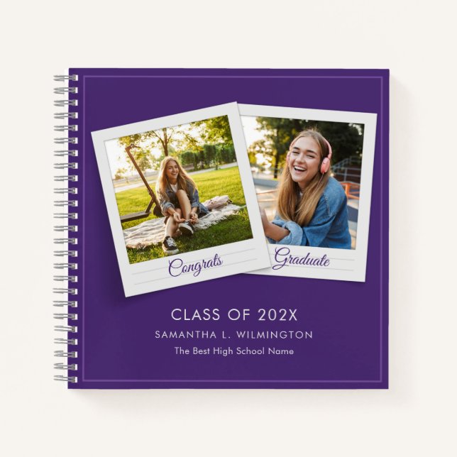 Carnet Graduate 2025 Photos Graduation Purple Invité (Devant)