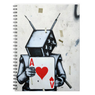 Carnet Graffiti Robot Holding Ace of Hearts Art