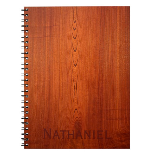 Carnet Grain de bois avec nom (Devant)