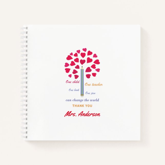 Carnet Grand arbre à crayons / Remerciement à l'enseignan (Devant)