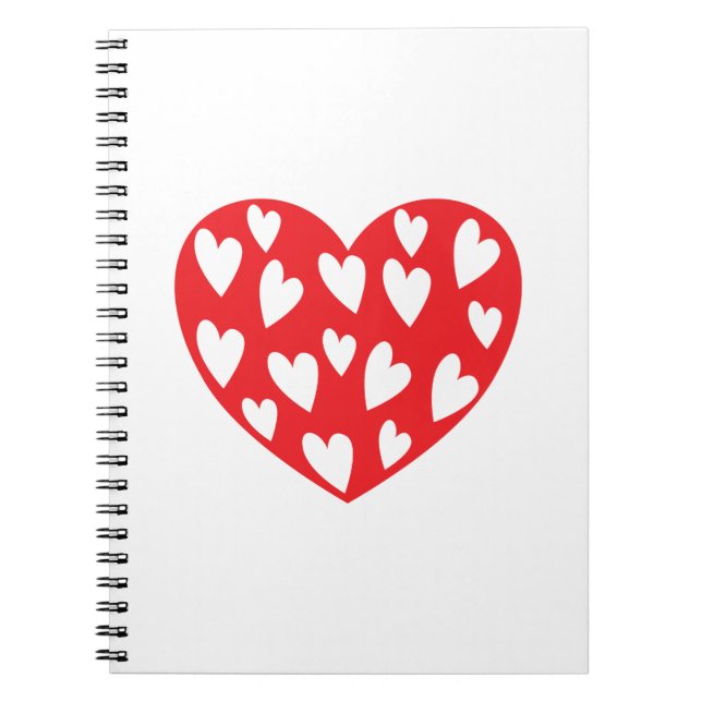Carnet Grand coeur rouge avec peu de coeur (Devant)