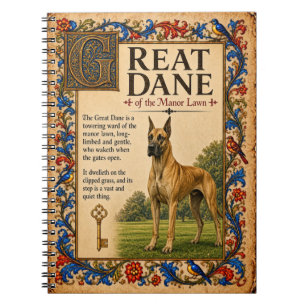 Carnet Grand Danois, Art de Bestiaire Médiéval