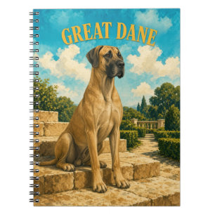 Carnet Grand Danois, Art de chien à l'aquarelle vintage