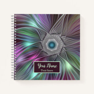 Carnet Grand Fleur coloré Abstrait Trippy Nom fractal
