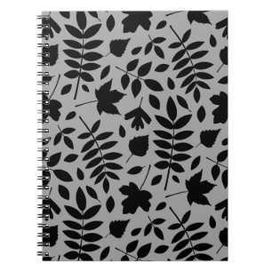 Carnet Grand Motif Feuille tombé noir sur gris