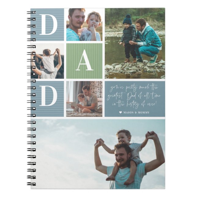 Carnet Grand papa | Collage photo couleur bloc (Devant)