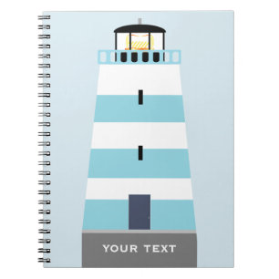 Carnet Grand phare bleu et blanc Personnalisé