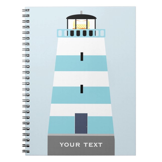 Carnet Grand phare bleu et blanc Personnalisé (Devant)