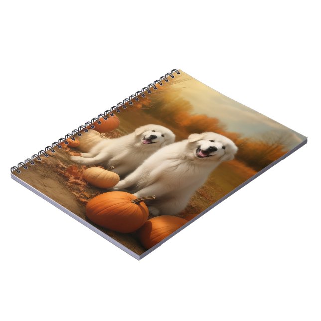 Carnet Grand Pyrénées Chiot automne délice Citrouille (Côté gauche)